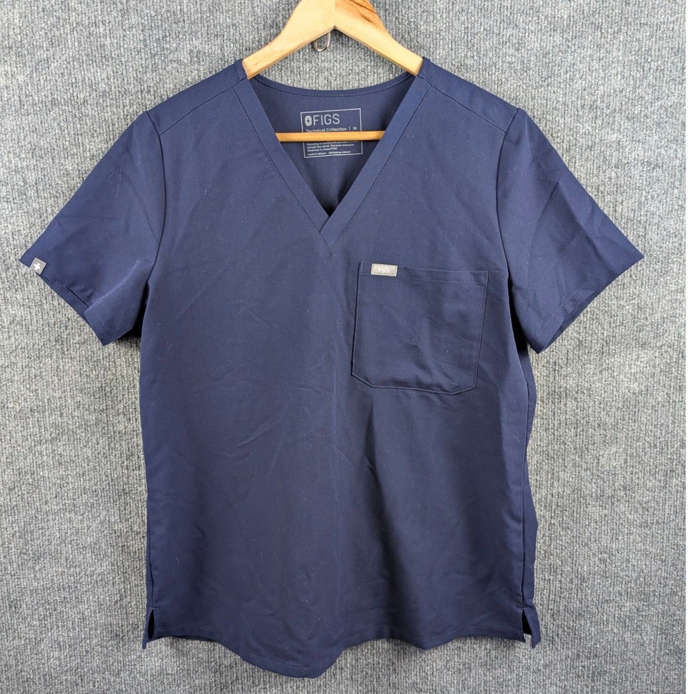 Figs Technical Collection Navy Blue V-Neck Scrub Top FW1000 Medium